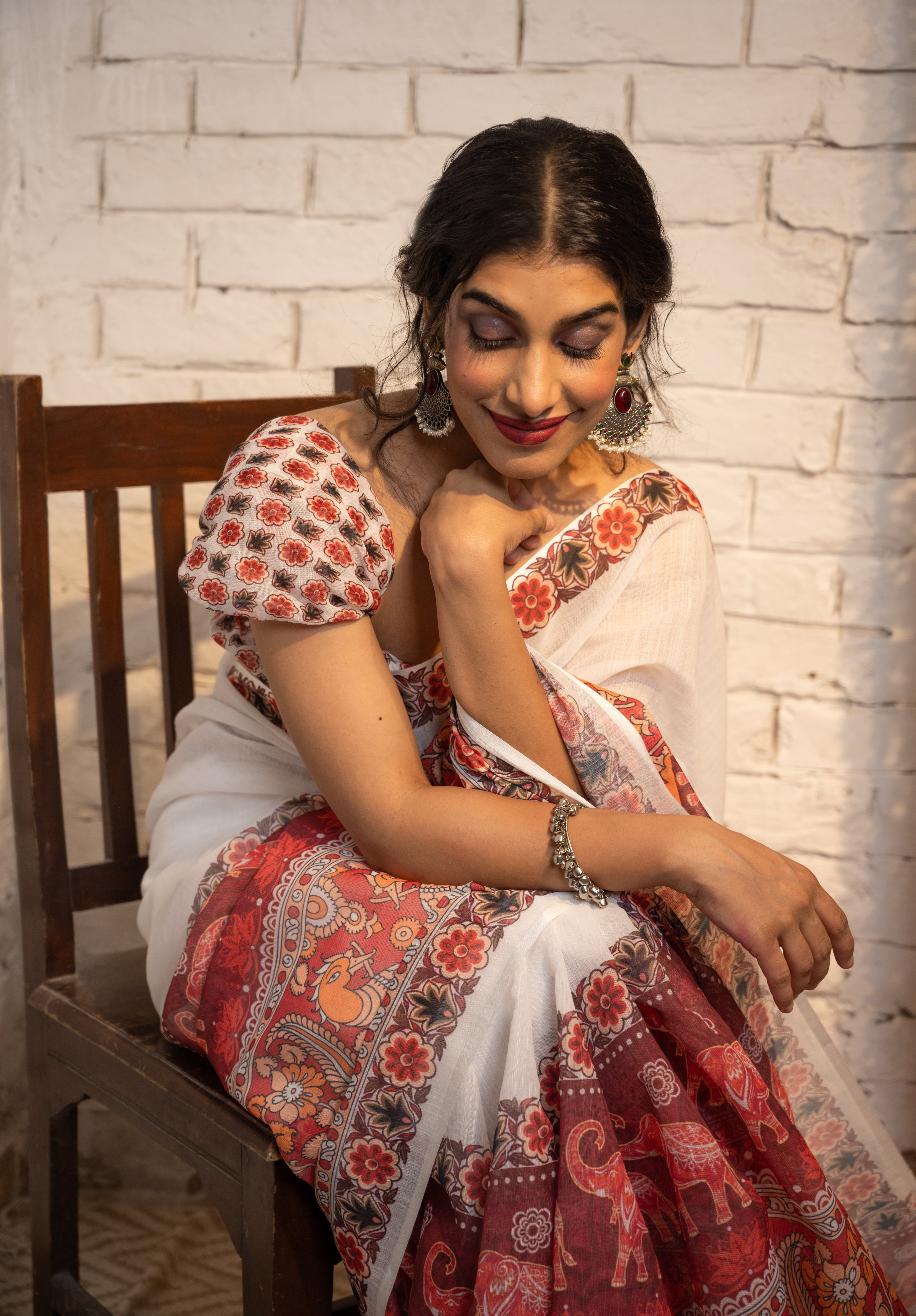 Ivory Heritage Border Cotton Saree