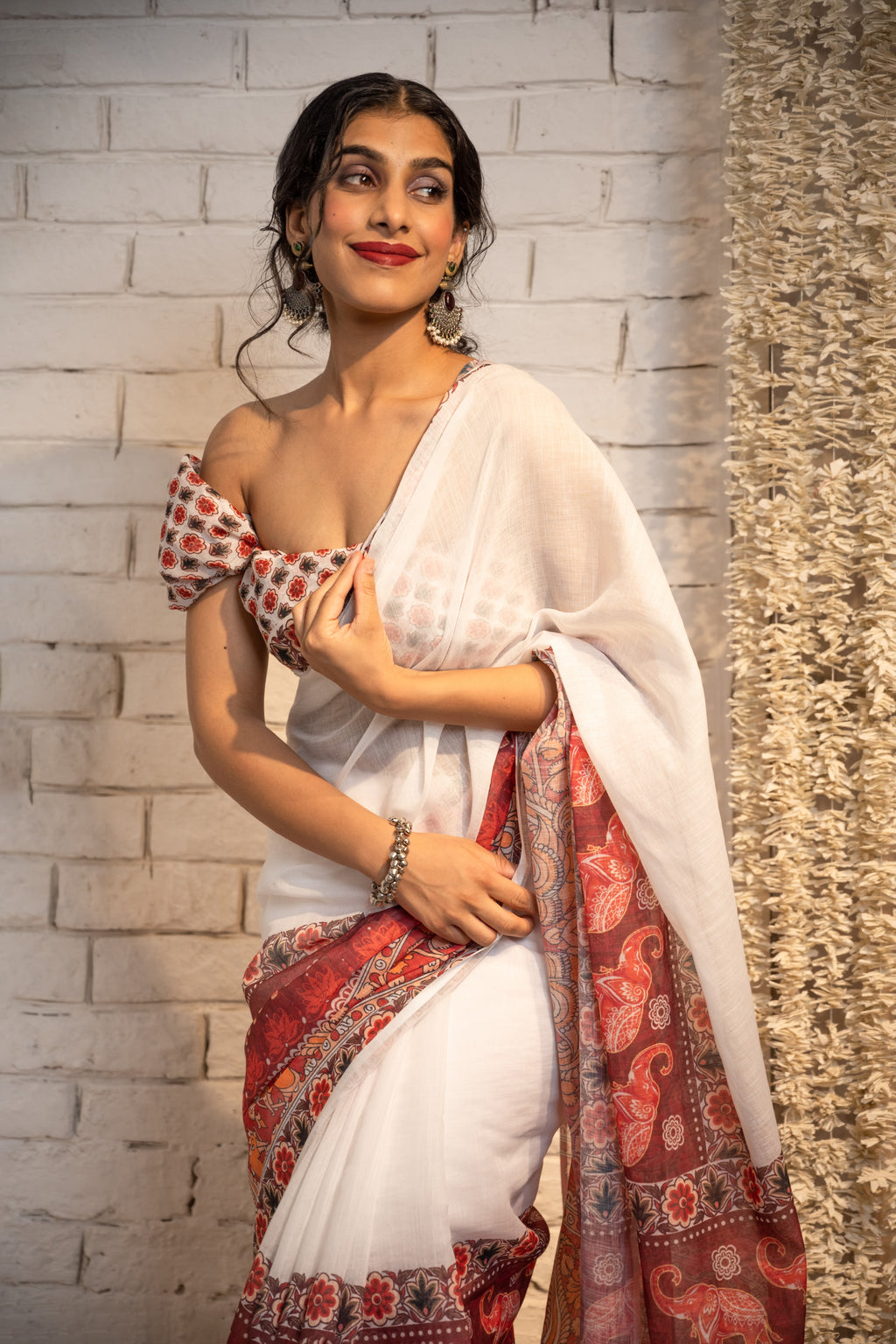 Ivory Heritage Border Cotton Saree
