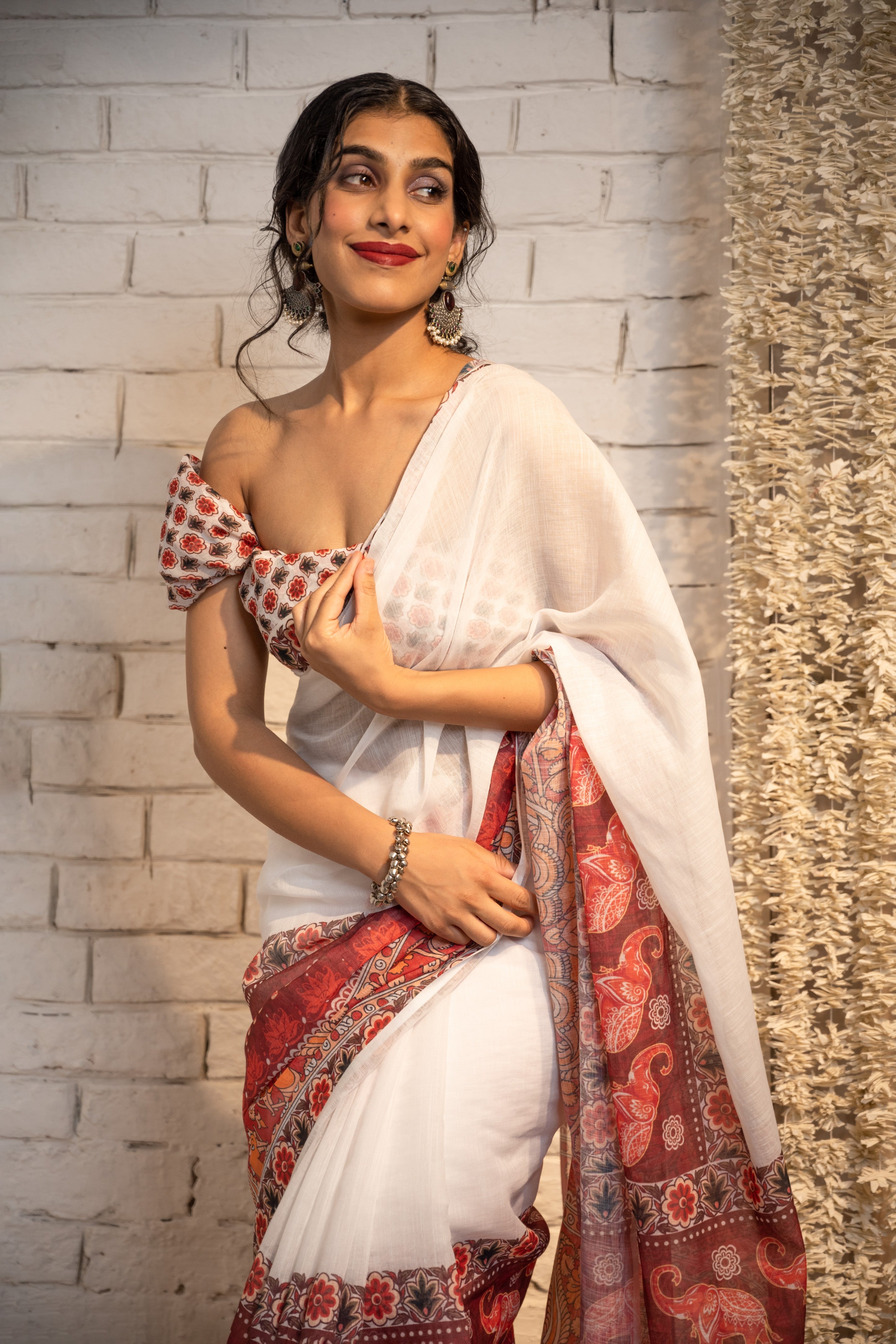 Ivory Heritage Border Cotton Saree