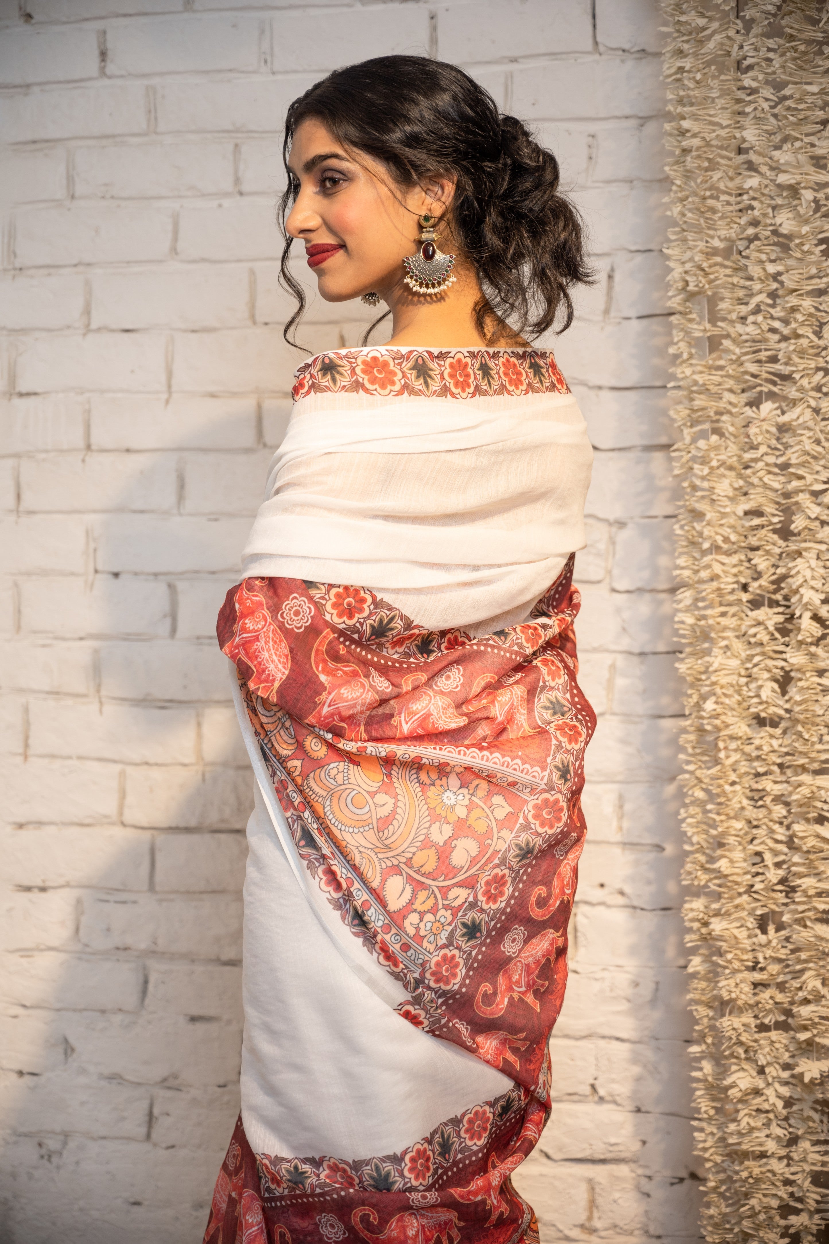Ivory Heritage Border Cotton Saree