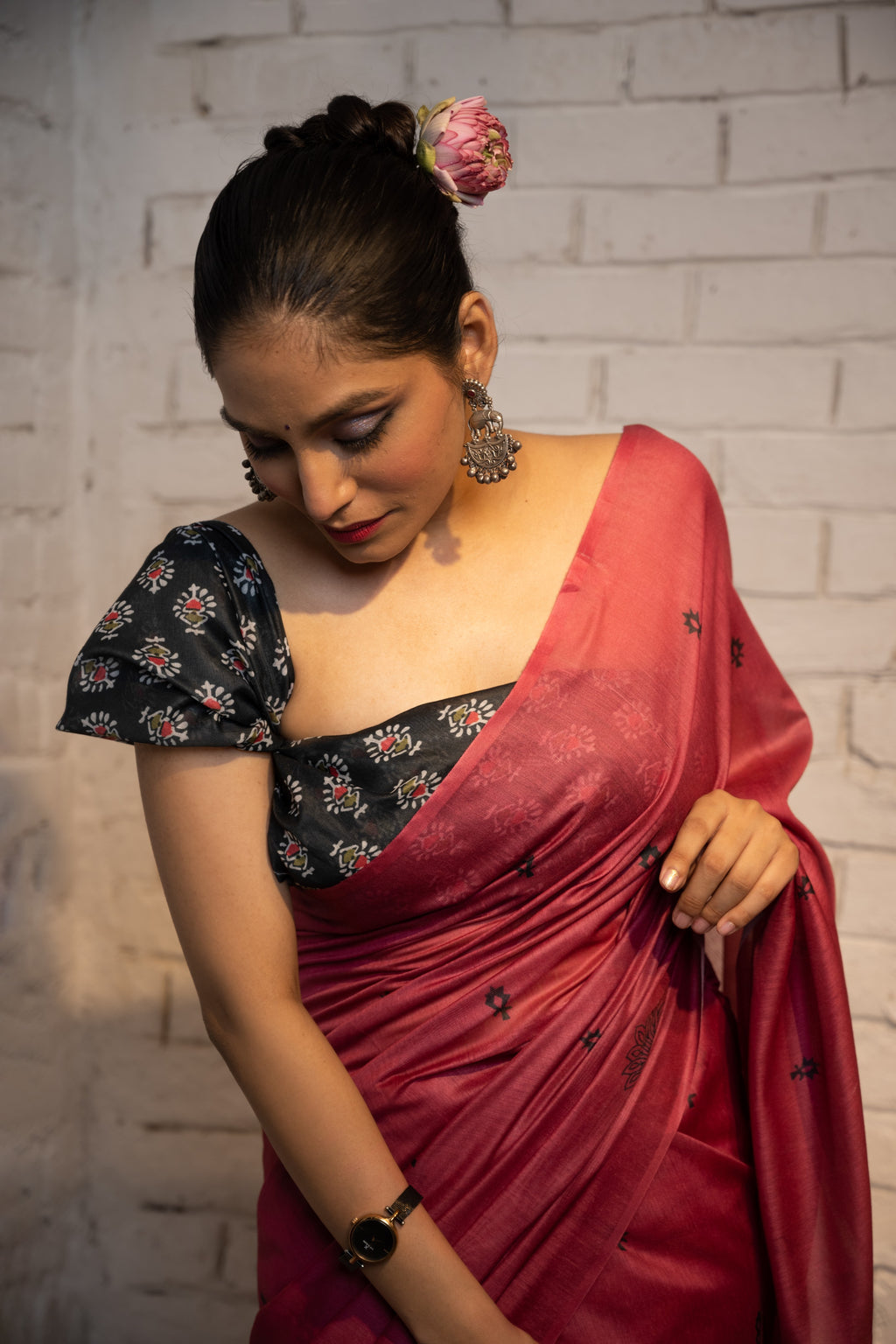 Rosewood Grace Chanderi Saree