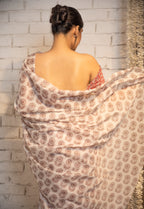 Ivory Blossom Cotton Saree