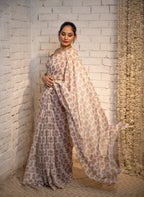 Ivory Blossom Cotton Saree