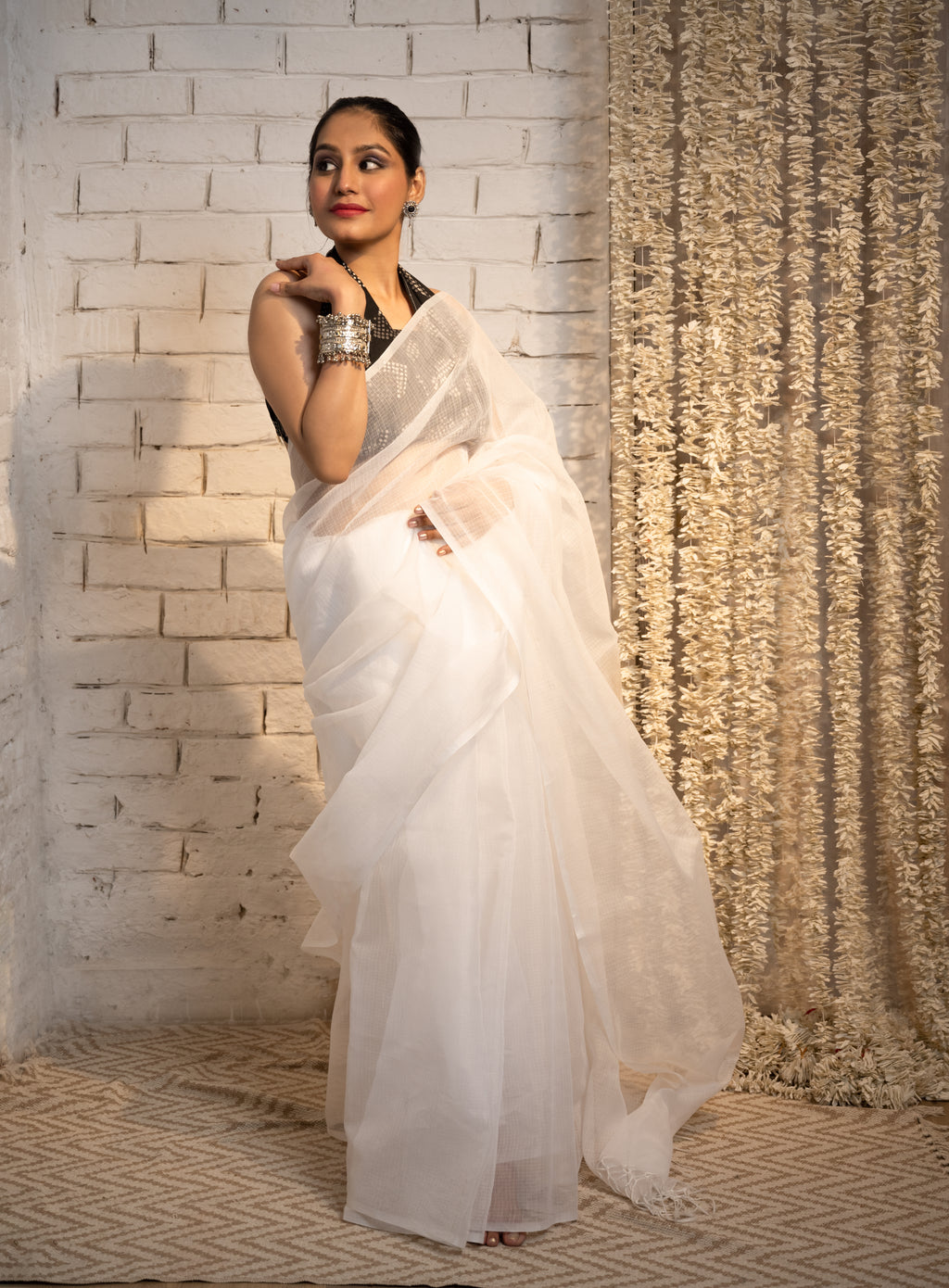 Ivory Noir Kota Saree