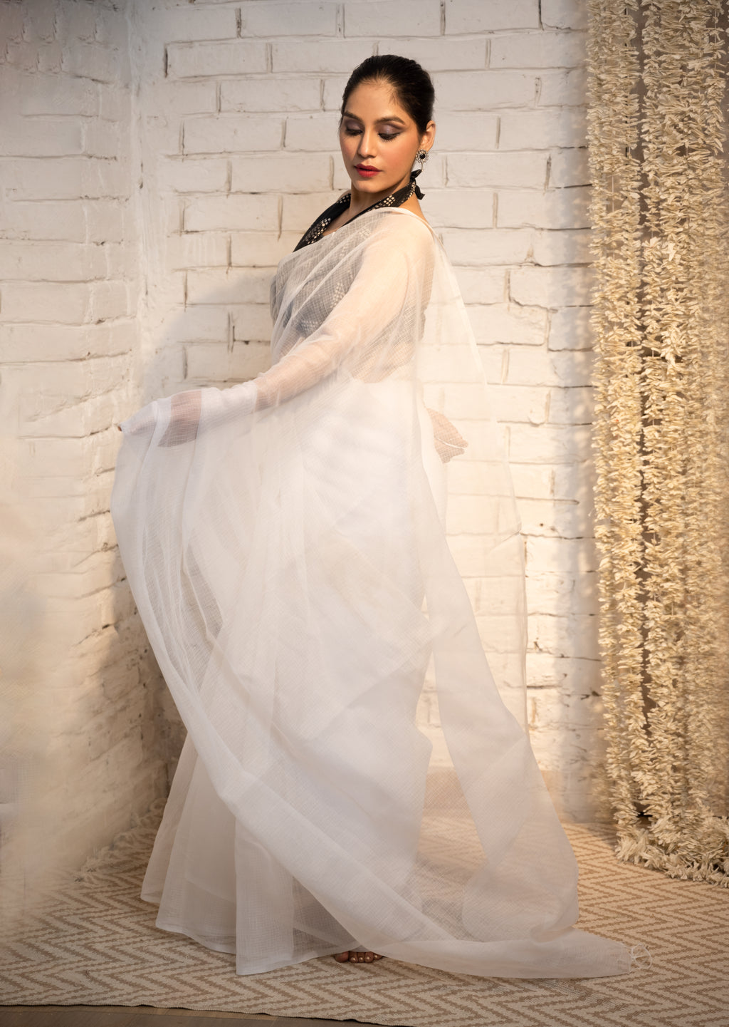 Ivory Noir Kota Saree