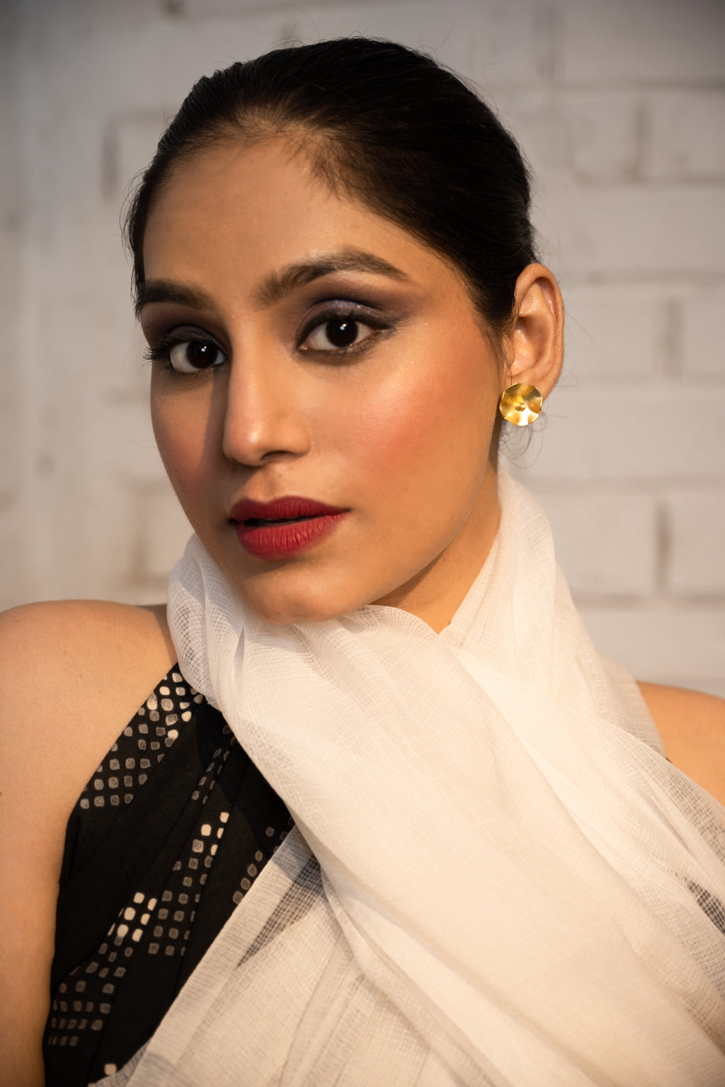 Ivory Noir Kota Saree
