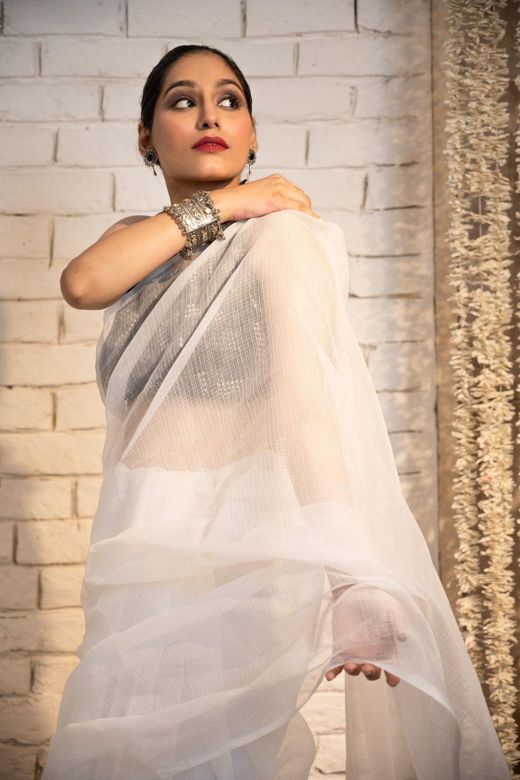 Ivory Noir Kota Saree