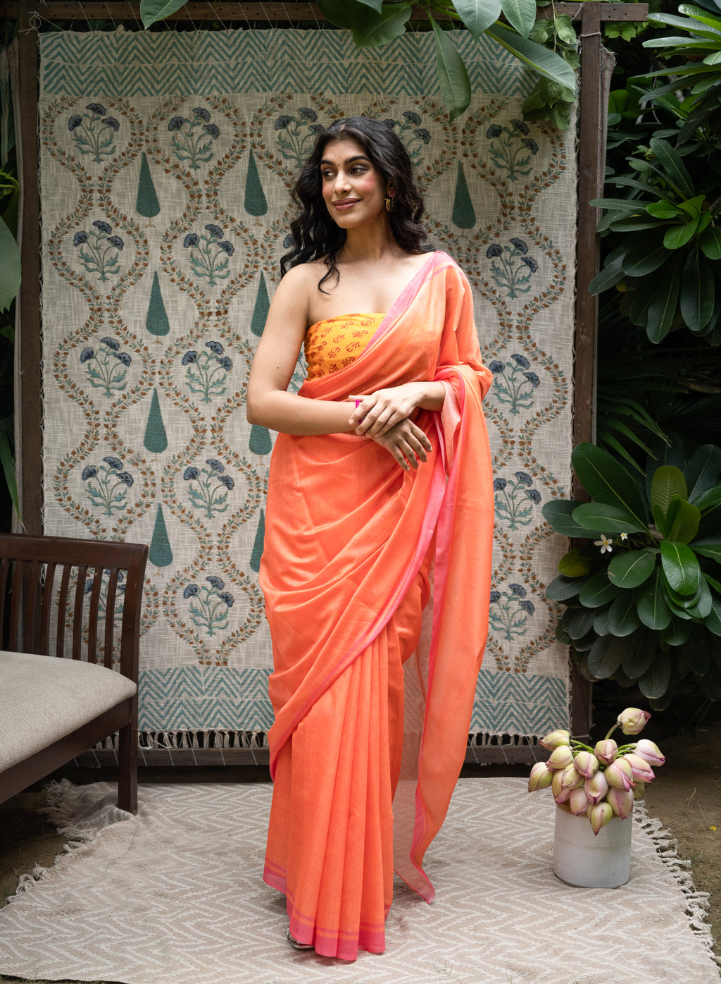 Sunset Radiance Chanderi Saree