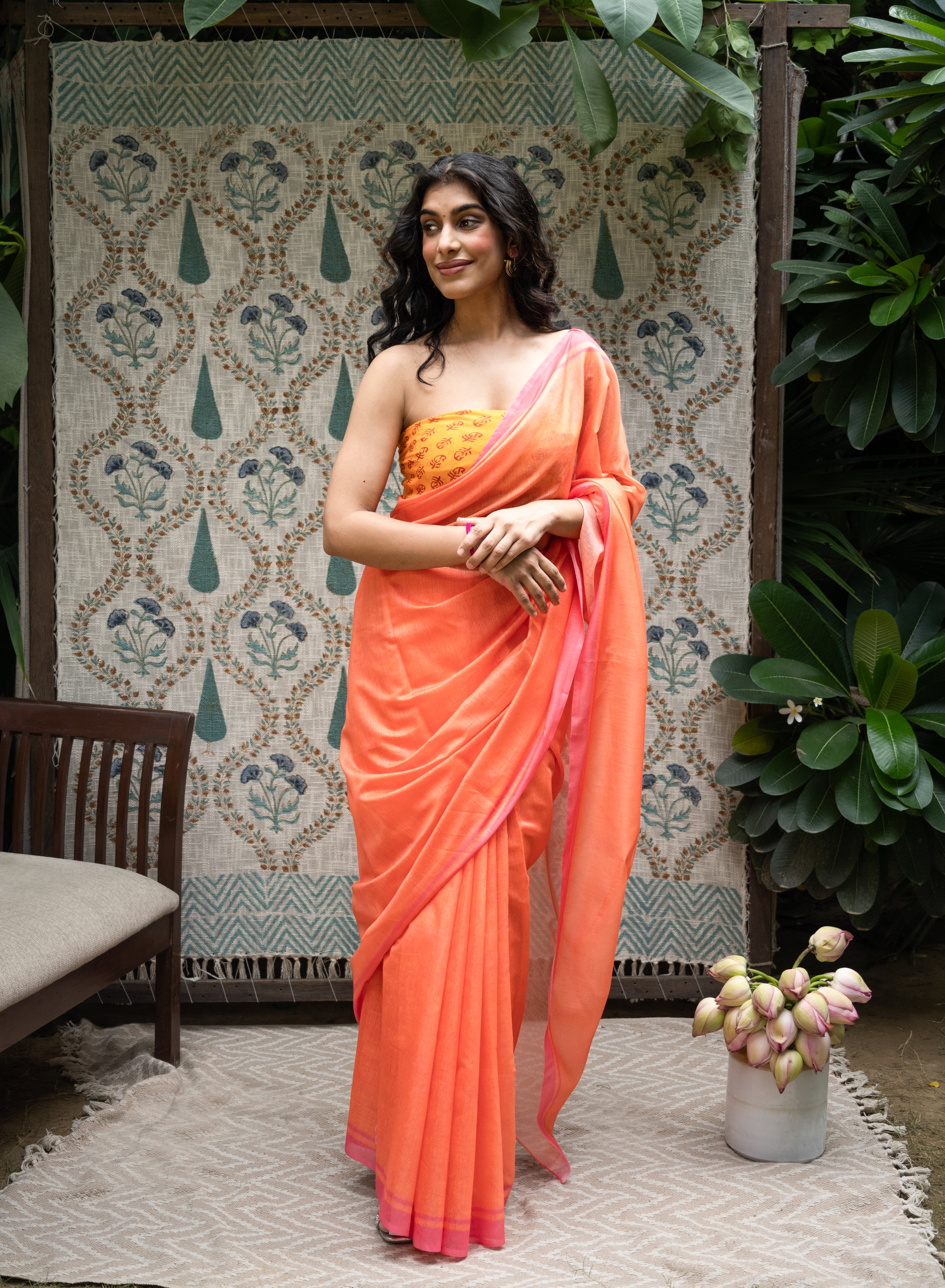 Sunset Radiance Chanderi Saree